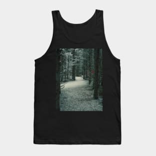 Photo of Mysterious Forest Trail Covered with Snow V3 Tank Top